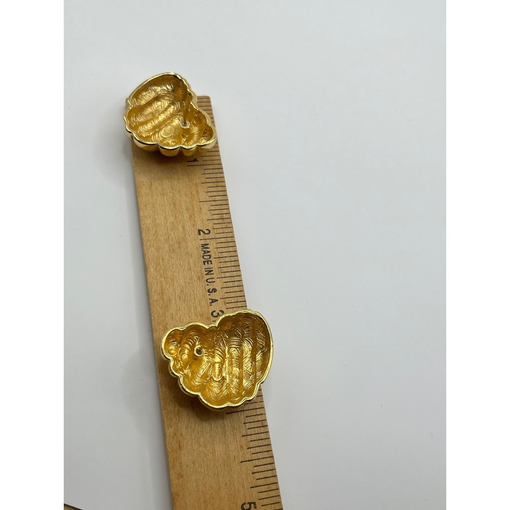Vintage Givenchy Earrings Gold‎ Tone Designer Signed Swirled Heart Day To Night - Picture 6 of 6